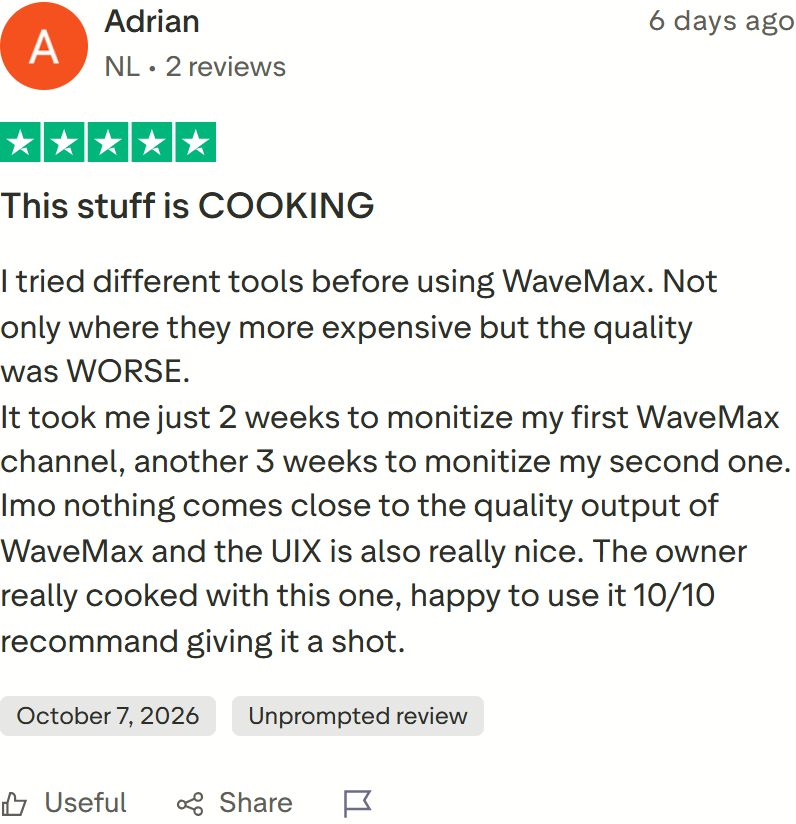 Trustpilot review by Adrian: Imo nothing comes close to the quality output of WaveMax and the UIX is also really nice.